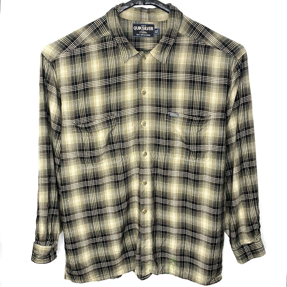 Vintage 90’s Quiksilver Salt Water Denim QSD Men’s Plaid Flannel Shirt Size XL - Picture 2 of 6